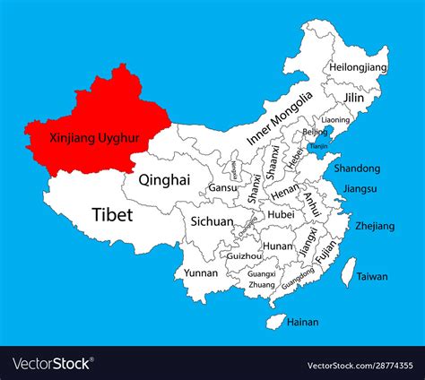 uighurs area of china map